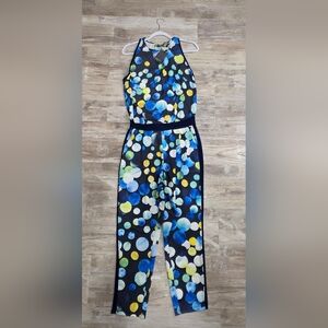 Rebecca Baldi Italy Polka Dot Colorful Sleeveless Jumpsuit Women's Size US 8